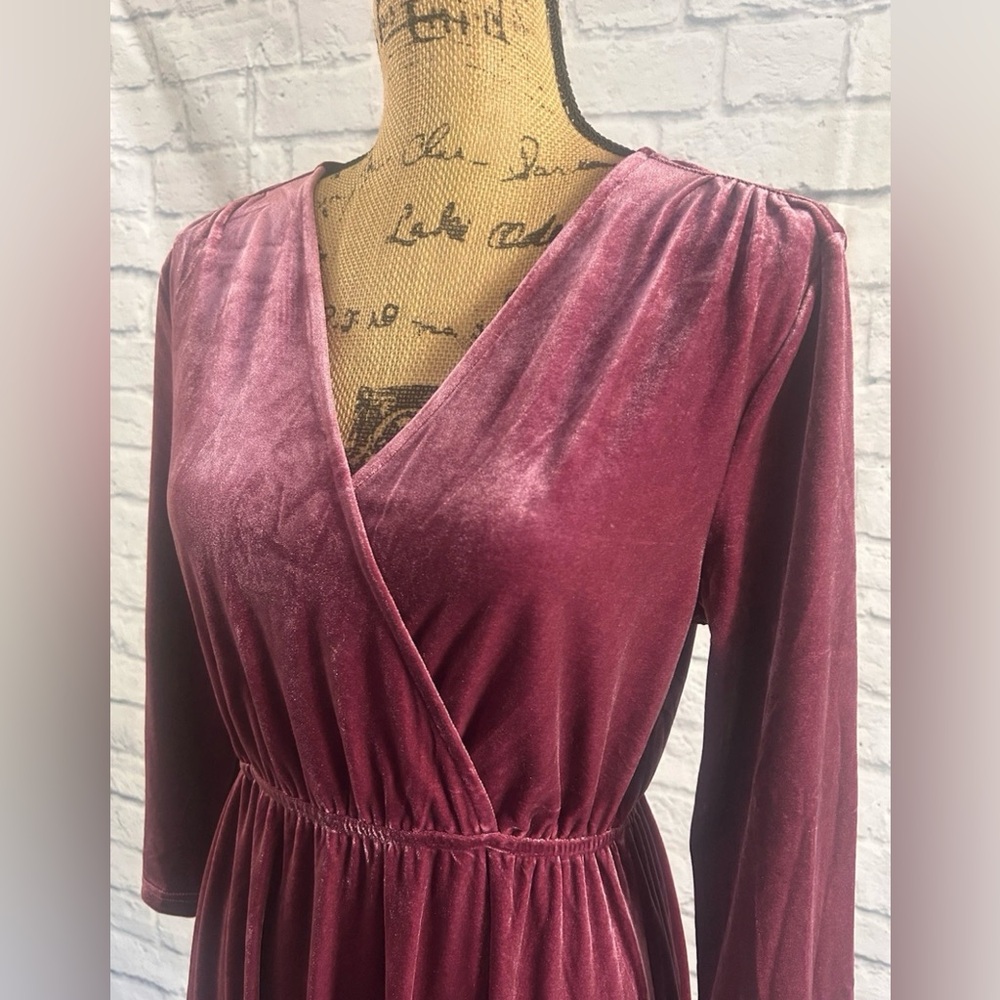 Piper & Scoot Velvet Dress Fall Faux Wrap Vintage Romantic Whimsigoth Victorian - Picture 2 of 7